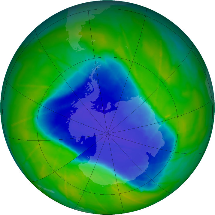 Antarctic ozone map for 13 November 2010